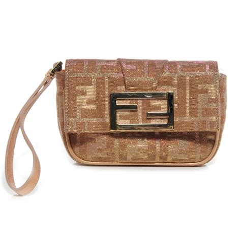 fendi metallic zucca wristlet